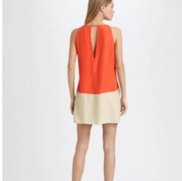 PARKER Crosby Color Block Keyhole Silk Dress - Picture 2 of 13